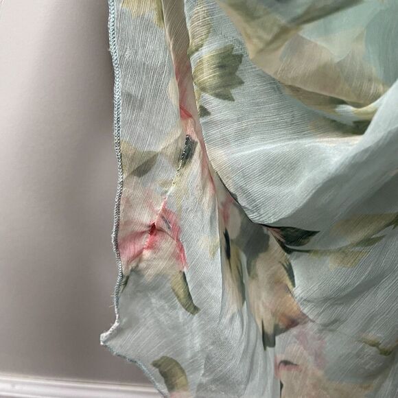 MAC DUGGAL Dress Womens 2 Floral Ruffle Hem Chiffon Ruched Sleeveless Sheath - Picture 7 of 15